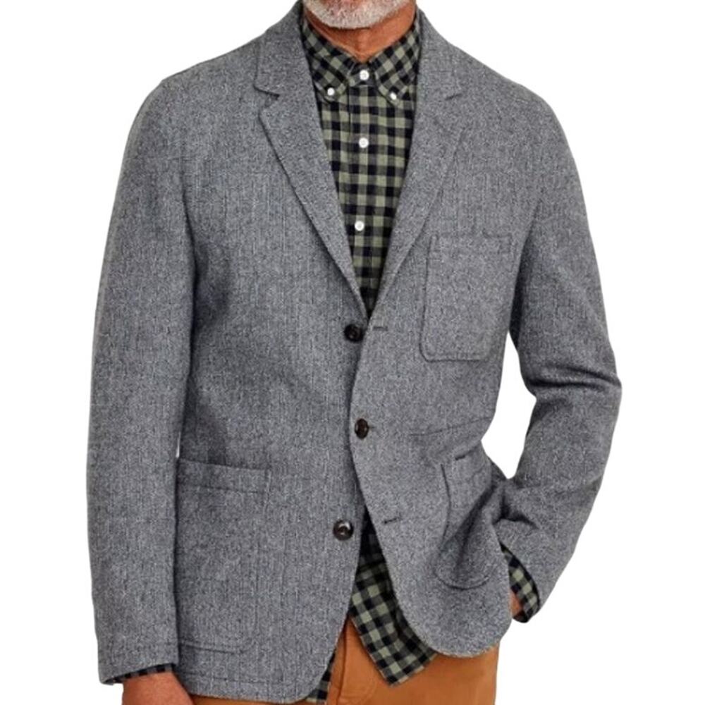 J.CREW Wallace & Barnes Blazer English Melton Wool Pockets Gunmetal Grey 38R NWT